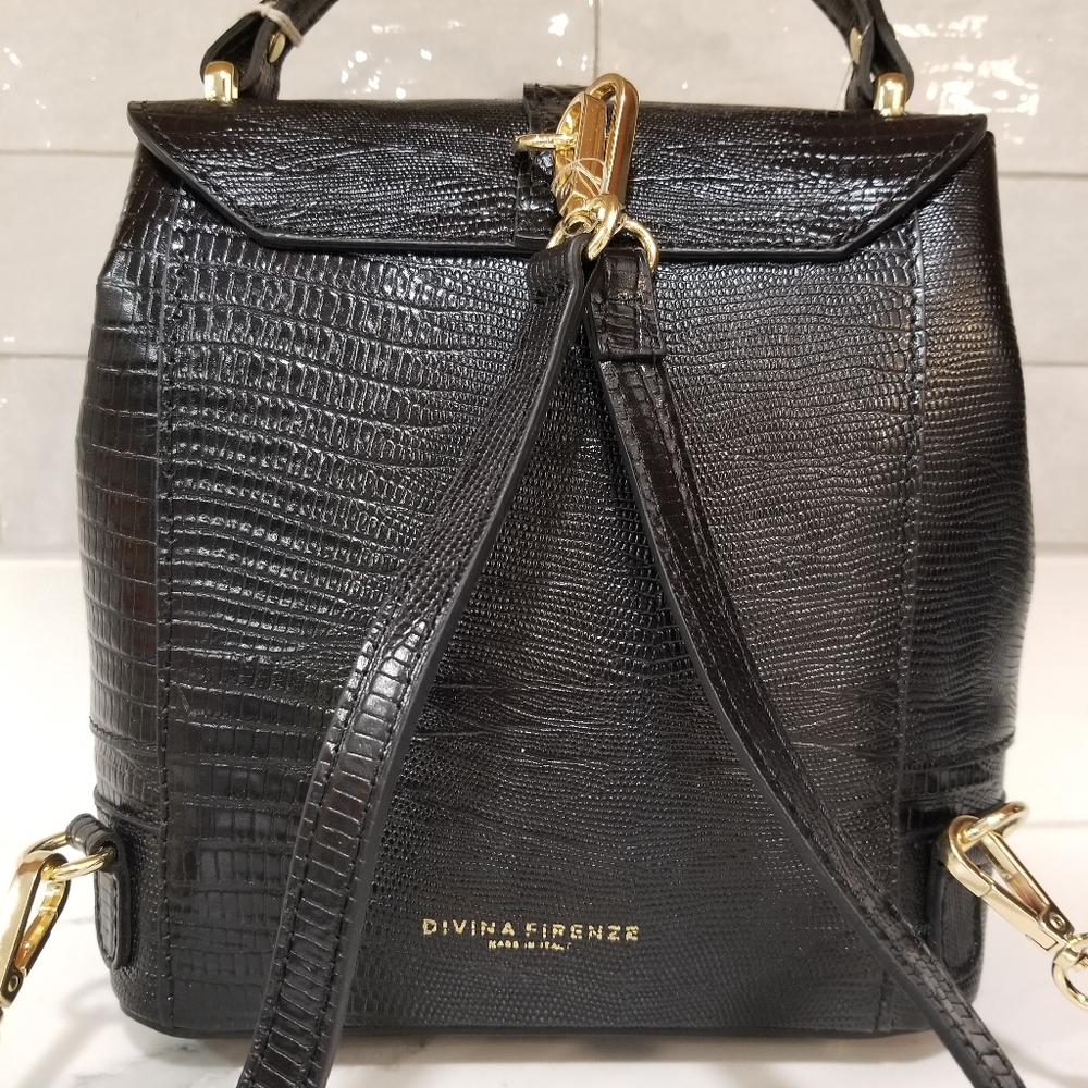 NEW Divina  Firenze genuine leather convertible bag backpack in Black - Picture 4 of 11